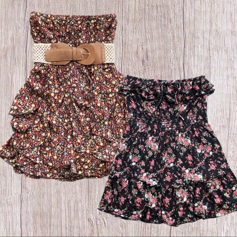 Chesley Floral Dresses - Brown and Black